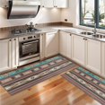 thumbnail image 3 of Kitchen Rugs Sets Of 2,Brown Geometric Triangle Diamond Pattern Anti Fatigue Kitchen Mat Rugs Non Slip Washable,Decorative Kitchen Floor Mats for Kitchen,Sink,Laundry,17"X47", 3 of 5