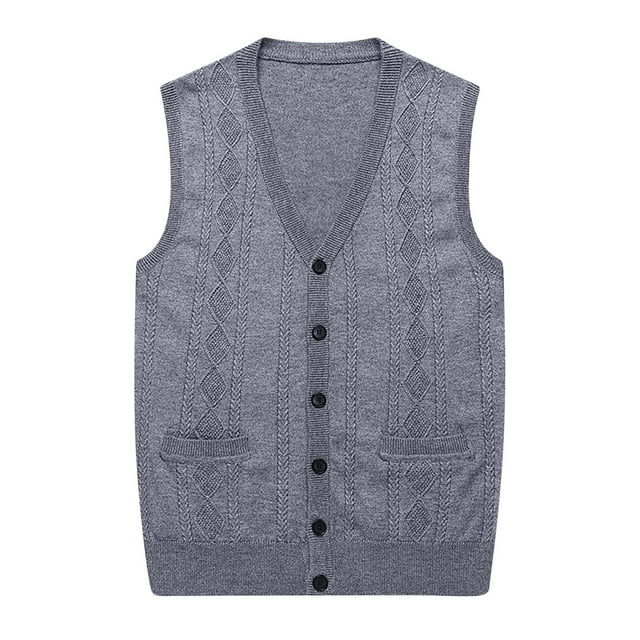 Styesk Jackets for Men Men's Wool Sleeveless Waistcoat Loose Knitted Solid Color Cardigan