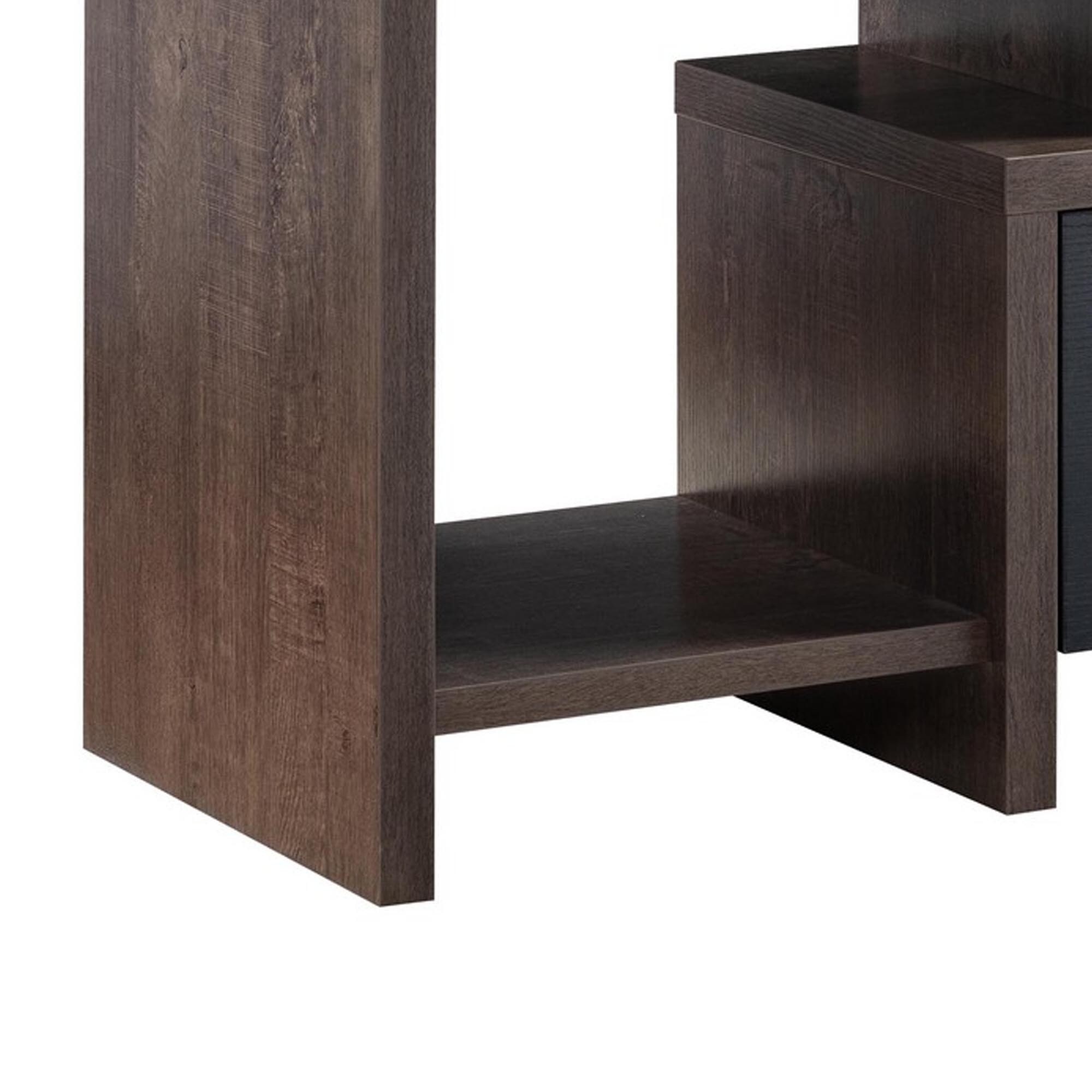Elle 60 Inch TV Media Entertainment Console, 3 Compartments, Drawer, Walnut - image 3 of 5