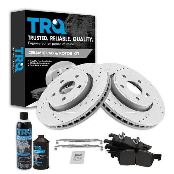 TRQ Front Ceramic Brake Pad & Performance Rotor Kit for Durango Grand Cherokee BKA21611 Fits select: 2017-2018,2020 JEEP GRAND CHEROKEE LIMITED