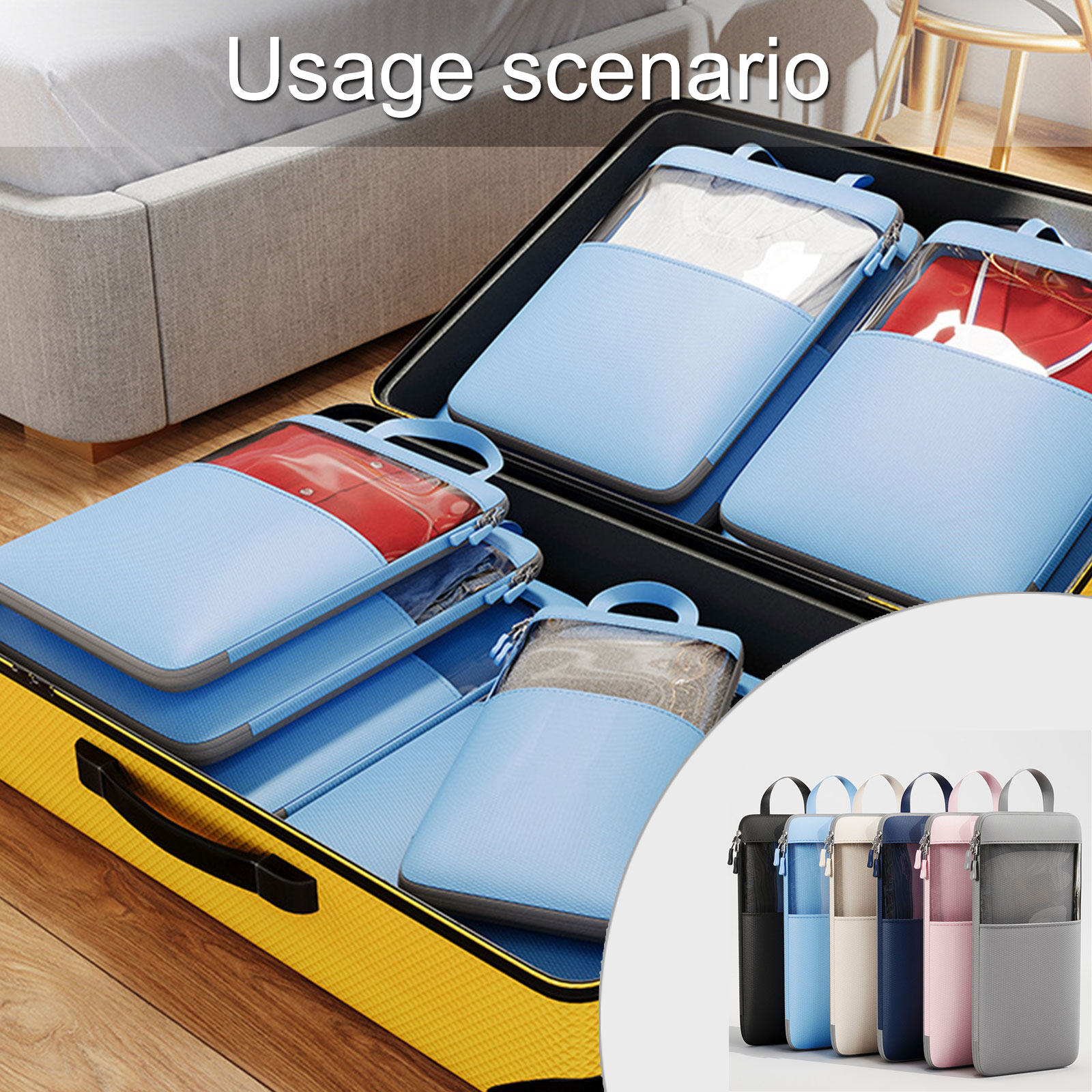 Versatile Travel Organizers Compression Packing Cubes for Easy Storage Multiple Size Clothing and Shoe Storage Bags