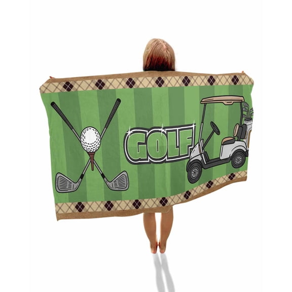 Golf Balls Beach Towels Oversized Super Absorbent, Green Sports Art Truck Brown Lattice Lightweight Bath Towel Quick Dry Sets For Bathroom/Pool/Rv Camping/Beach Play/Gym Room/Picnic 30"x60"