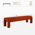 thumbnail image 3 of Zesthouse 63″ End of Bed Bench, Velvet Tufted Upholstered Ottoman Bench with Padded Seat and Solid Wood Leg, Modern Entryway Bench for Bedroom, Living Room, Rust, 3 of 9