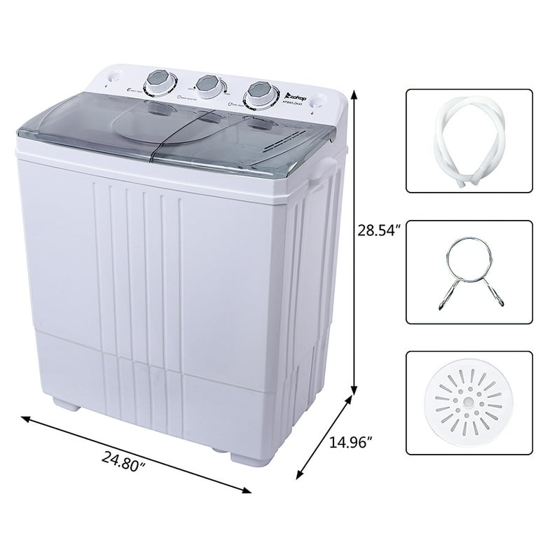 Auertech Portable Washing Machine 20lbs Mini Twin Tub Compact  Semi-Automatic Washer Spinner Combo with Drain Pump