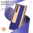 thumbnail image 4 of SaniMore Case for Samusng Galaxy Z Fold 4 6.7" 2022, Leather Skin Platng Frame Hinge Protection Screen Ptotector Hidden Kickstand Pen Slot All-inclusive Heavy Duty Protective Case for Z Fold 4, Blue, 4 of 7