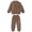 kids sleepwear -Z1 Coffee, variant on REDARER Boys Girls Solid Letter Embroidery PJs Long Sleeve Crew Neck Soft Flannel Elastic Pants Cozy Winter Kids Home Sleep Set,3-4 Years