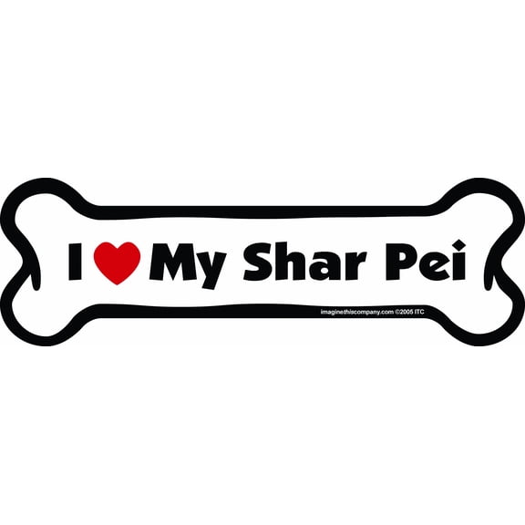 Imagine This Bone Car Magnet, I Love My Shar Pei, 2-Inch by 7-Inch