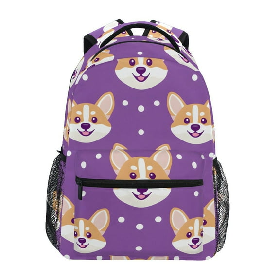 School Backpack Lightweight Multipocket College High Middle Student Bag 15L Corgi Dog Faces