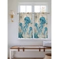 thumbnail image 2 of Teal Jellyfish Coastal Bathroom Window Curtain, Vintage Summer Beach Nautical Light Filtering Coffee Kitchen Curtains, Bedroom Living Room Curtains 2 Panel 84"x54", 2 of 6