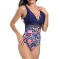 thumbnail image 5 of Liacowi Women's Summer Swimwear Sleeveless V Neck Solid Color/Floral Bathing Suit Monokini Swimsuit, 5 of 7