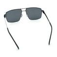 thumbnail image 7 of Mens Thin Metal Rim Spring Hinge Air Force Rectangle Officer Gentleman Sunglasses [All Black], 7 of 7