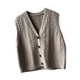 thumbnail image 3 of Chaleco de punto Ropa deportiva moderna Camisetas sin mangas Estilo vintage Suéter de exterior para mujer Longitud 53cm, 3 of 8