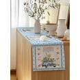 thumbnail image 5 of Table Runner 72 Inches Long for Kitchen Dining, Watercolor Easter Dresser Scarf Farmhouse, Dining Table Decorations for Wedding/Parties, Spring Rabbits Truck Eggs Flowers Blue Beige 14 x 72 In, 5 of 8