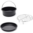 thumbnail image 1 of 3 PCS XL Air Fryer Kit Cake Barrel Pizza Pan Air Fryer Rack Fit Above 3.7Qt Deep Fryer, 8 inch, 1 of 5