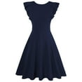 thumbnail image 6 of Puntoco Plus size dresses Women's Summer Casual Elegant Pleated Dress V-Neck Sleeveless Dress Dark Blue L(L), 6 of 6