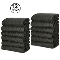 ZenSports 12 Pack Heavy Duty Padded Moving Packing Blankets 80'' x 72'' (65 lb/Dz) Furniture Pads Black