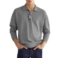 thumbnail image 1 of Top informal para hombre, cuello vuelto, botón frontal, manga larga, transpirable, Top de ajuste informal para hombre para otoño, 1 of 6