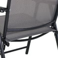 thumbnail image 5 of CoSoTower Set of 2 Patio Folding Chairs, Stackable Outdoor Sling Patio Dining Chairs with Armrests for Lawn, Camping, Dining, Beach, Metal Frame, No Assembly, Gray, 5 of 9