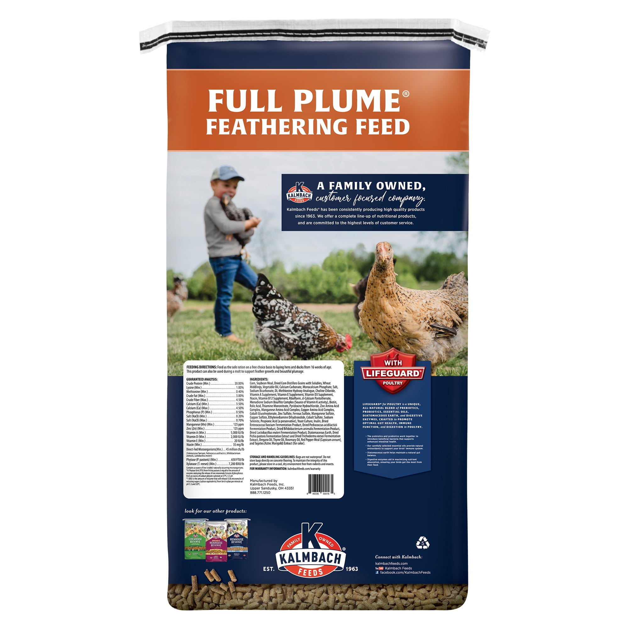 (4 pack) Kalmbach Feeds 20% Full Plume Feathering Feed Mini-Pellets for Poultry, 50 lb bag