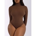 thumbnail image 6 of Tummy Control Shapewear for Women Seamless Long Sleeve Bodysuit Shapewear Brown XL, 6 of 10
