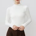 thumbnail image 2 of SGMVNU Women's Long Sleeve Mock Neck Lightweight Sweater Rib Knit Slim Fit 2025 Fall Winter Casual Basic Pullover Tops(White, S), 2 of 6
