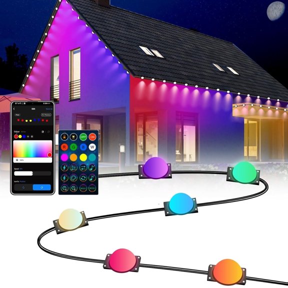 Permanent Outdoor Lights Waterproof, 30FT 20LEDs Eaves Lights APP&Remote Control, Color Changing Outdoor Lights with DIY Modes for Party Holiday Christmas,Valentines, Work with Alexa, Google Assista