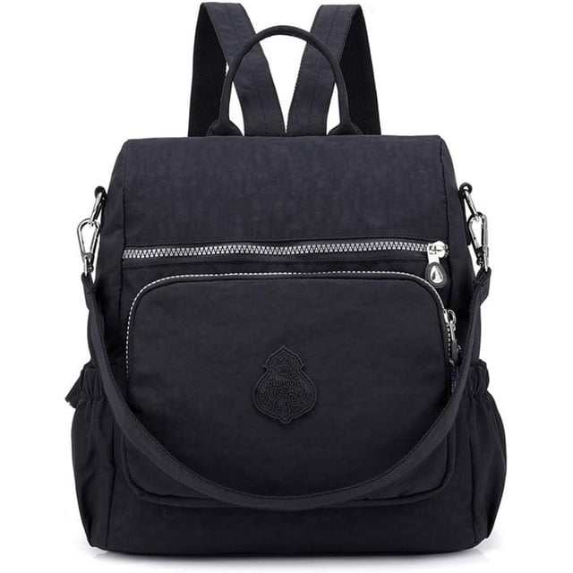 LHSHIDU Women Shoulder Backpack Multi-Pocket Nylon Purse Large Capacity Waterproof Casual Daypack