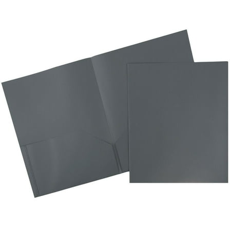 JAM Paper Plastic 2 Pocket School POP Folders, Grey, 3/Pack