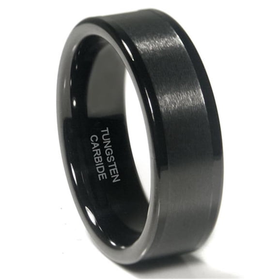 Andrea Jewelers Black Tungsten 8MM Flat Wedding Band Ring Sz 8.0