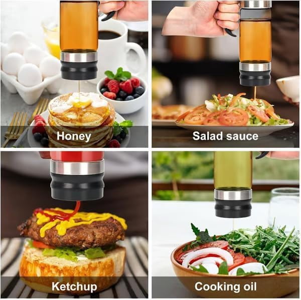 2026 Upgrade Honey Dispenser No Drip with Base, 12OZ Glass Honey Jar pot with Handle, Multi-Purpose Syrup Dispenser for Pancakes, Coffee, Tea, Salad & Simple Syrup (Yellow)