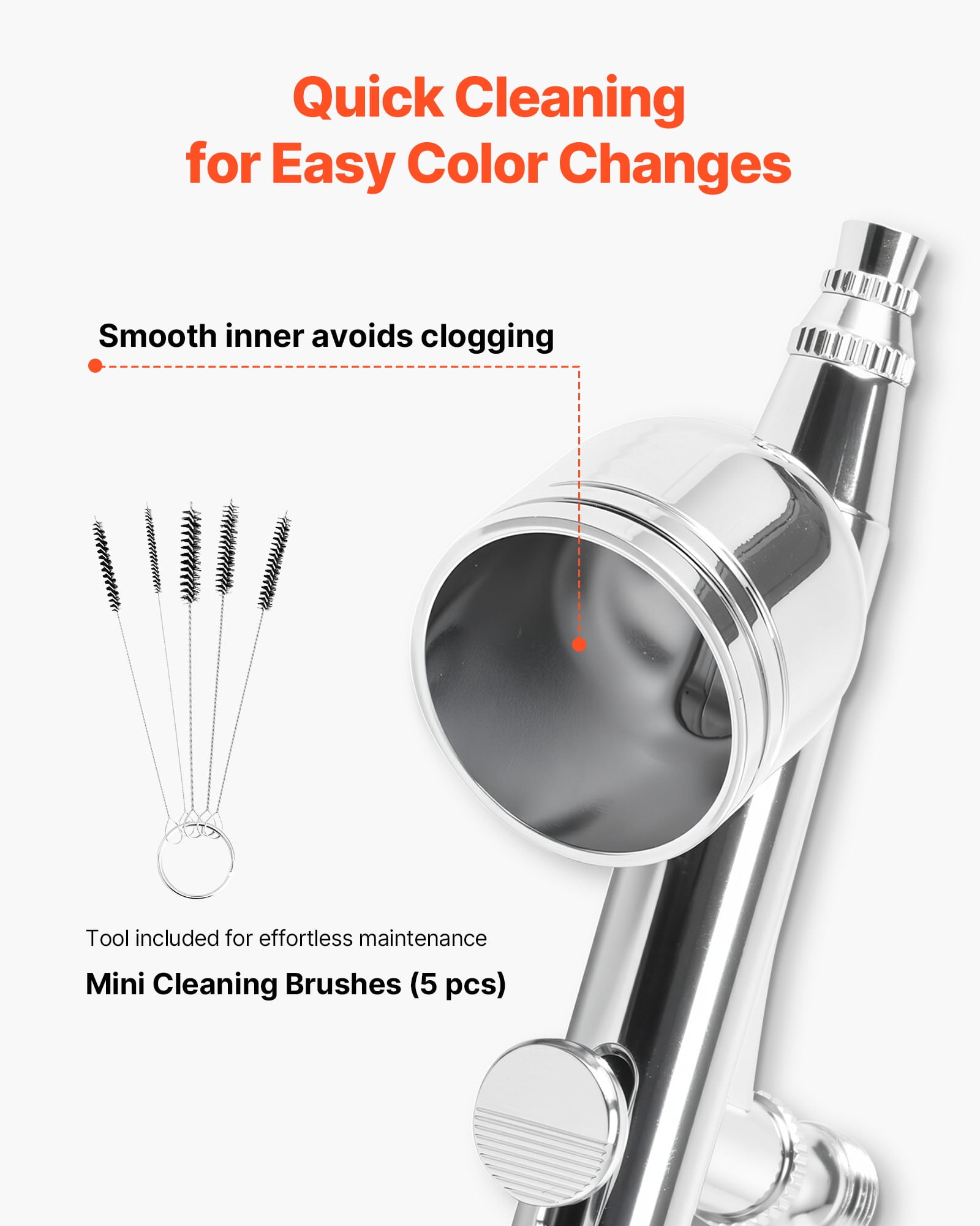 VEVOR Airbrush Kit, 1/6 HP, Air Brush Kit with Air Compressor, 1 Dual-Action Professional Airbrush with 3 Tips, Hose, Holder, Cleaning Set, Low Noise, for Cake Decorating, Model Painting, Nail Art