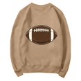 thumbnail image 6 of GILIGEGE Warm Fall Winter Football Themed Womens Sweatshirt,Front Heart Football Pattern & Back Retro Ball Print Crew Neck Pullover,Soft Breathable Oversized Long Sleeve Game Day Clothing Khaki 3XL, 6 of 7