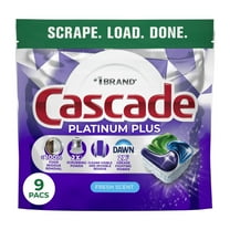 Cascade Platinum Plus Dishwasher Pods, Dishwasher Detergent, Dish Detergent Soap, Fresh, (2 Pack of 9 Count)