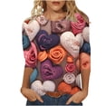 thumbnail image 2 of T-Shirt Imprimé Mode Aqestyerly pour Femme à Manches 3/4 avec Col Rond et Manches Courtes, 2 of 5
