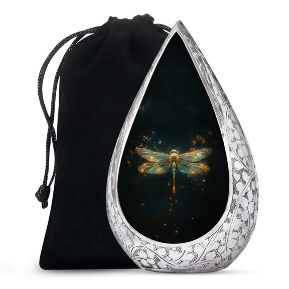 JAGSHASHI Galactic Glow Dragonfly - Urns For Ashes Large - Burial Urns - Cremation Urns For Human Ashes - Metal Urn - Urn For Ashes Adult - Urn For Cremation Ashes - 10 Inch - Large