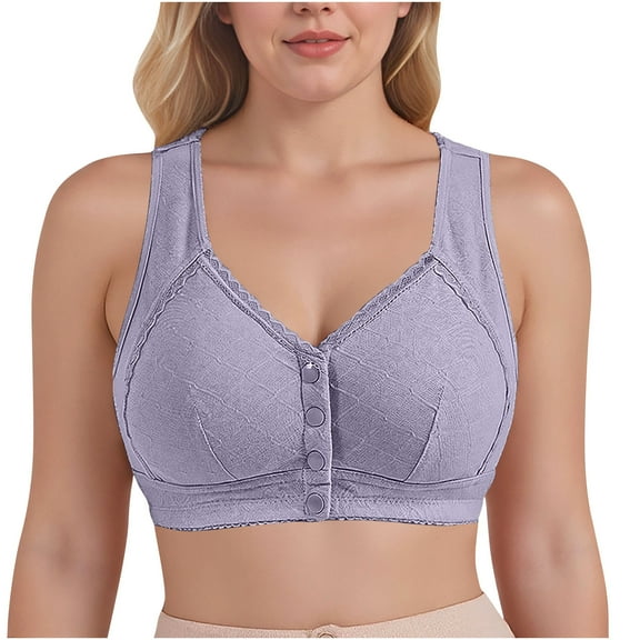 Womens Everyday Bras, Daisy Bras for Older Women Comfort Soft Breathable Bra Wireless Front Closure Bras Plus Size M-5XL