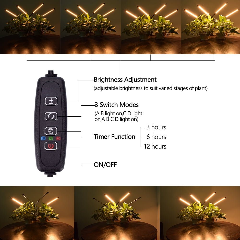 Private Jungle 60W 5V Dimmable Four-Tube Flat Clip Plant Light, Full Spectrum Warm White 3000K/80LED, Black Private Jungle 60W 5V Dimmable Four-Tube Flat Clip Plant Light, Full Spectrum Warm White 3000K/80LED, Black