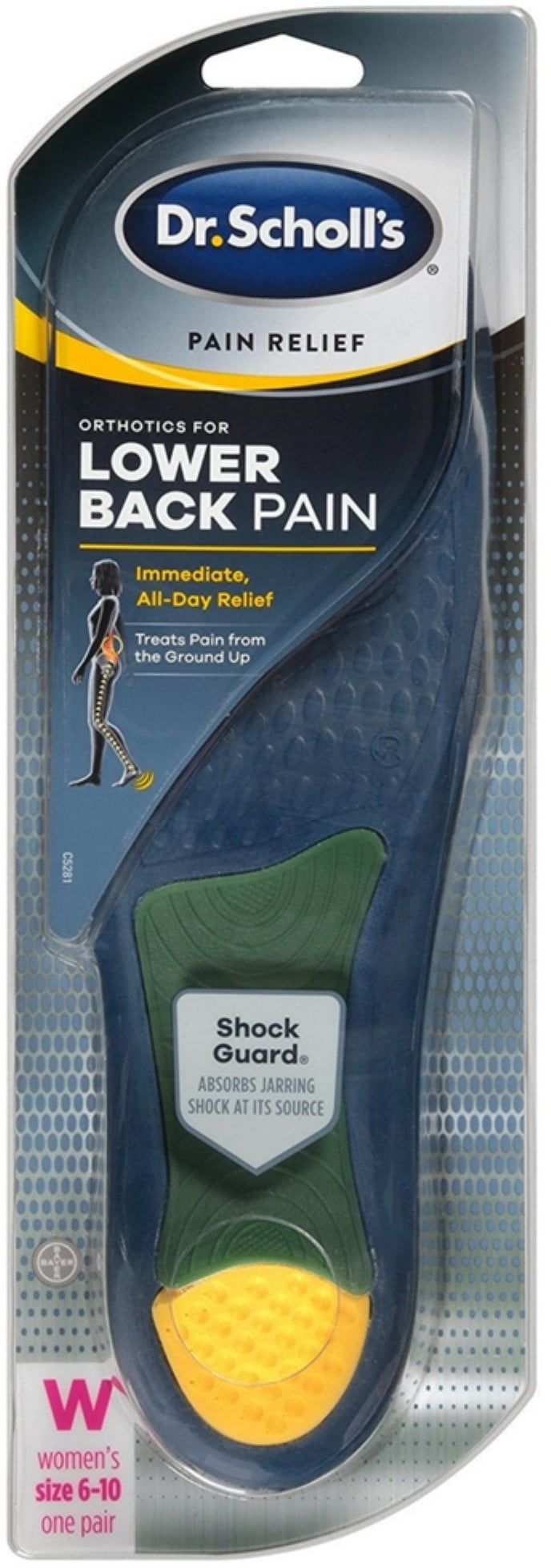 Dr. Scholl's Pain Relief Orthotics for Lower Back Pain for Women, Size