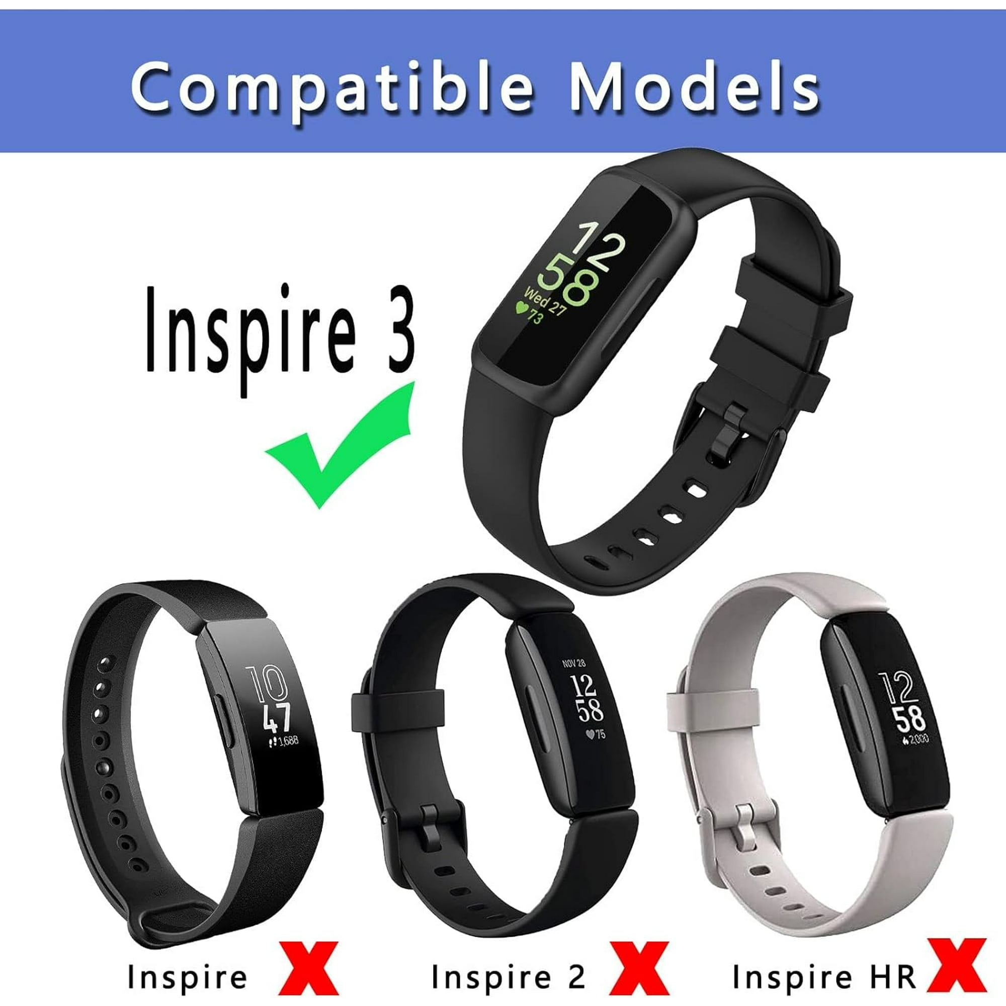 HSHDLDF 2 Pack Bands Compatible with Fitbit Inspire 3 for Women Men Soft Waterproof Silicone Sport Replacement Wrist Band for Inspire 3 Watch Walmart