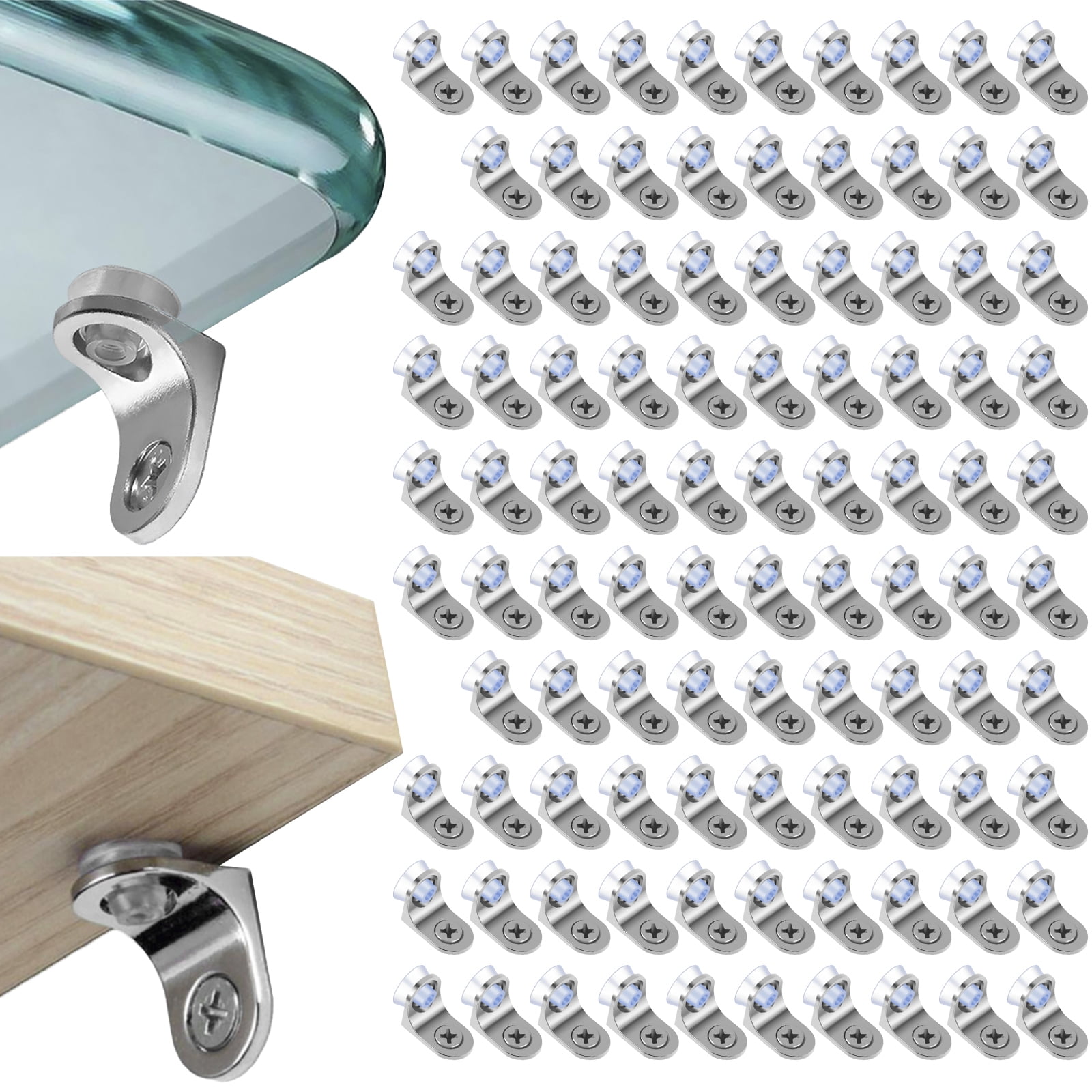 Adifare 100Pcs Shelf Pins Glass Support Shelf Holder Zinc Alloy Glass