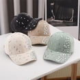 thumbnail image 5 of HuangHuanChen Classic Baseball Cap For Women Men Adjustable Breathable Baseball Cap with Diamond Casual Sports Cap Hat Solid Color Sun Hat Summer New Trendy Light Green One Size, 5 of 6