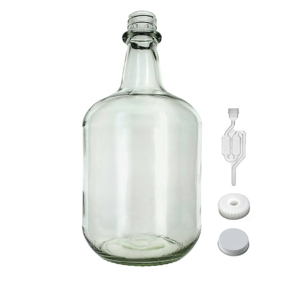 3L Jug Flint - White Cap with Hole, Twin Bubble Airlock, and White Metal Cap