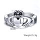 thumbnail image 2 of Anillo de boda de Acero inoxidable Zulema plata antigua corazón palma corona Tamaño 7, 2 of 4