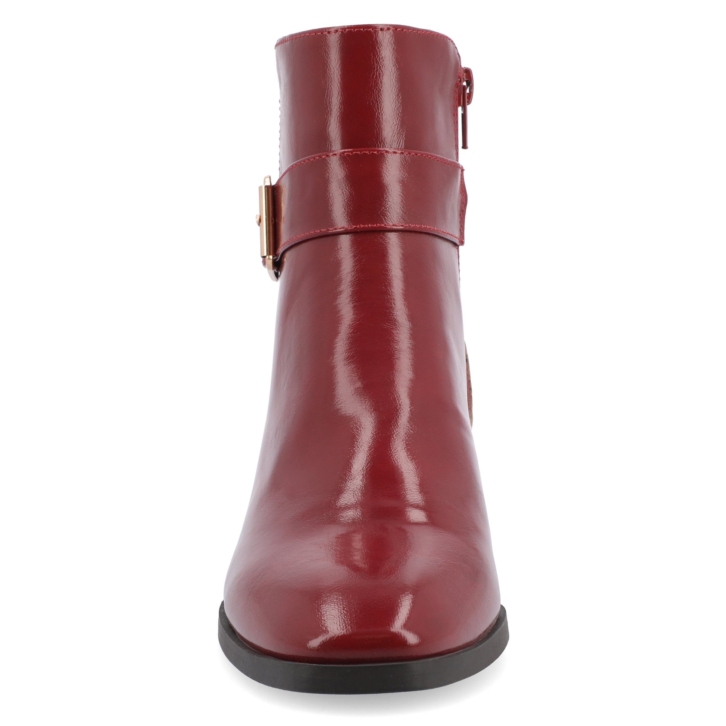 Journee Womens Elley Stacked Block Heel Square Toe Booties