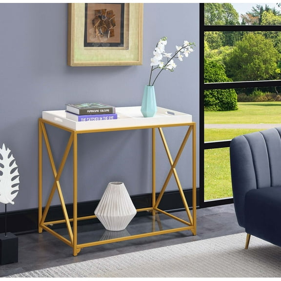 Convenience Concepts St. Andrews Console Table in Gold Metal Frame
