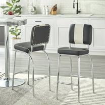 TMS 30" City Street Retro Stool (Set of 2), Black and Chrome