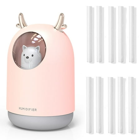 

USB Humidifier 300Ml Cute Pet Ultrasonic Cool Mist Air Oil Diffuser Color LED Lamp Humidificador Pink