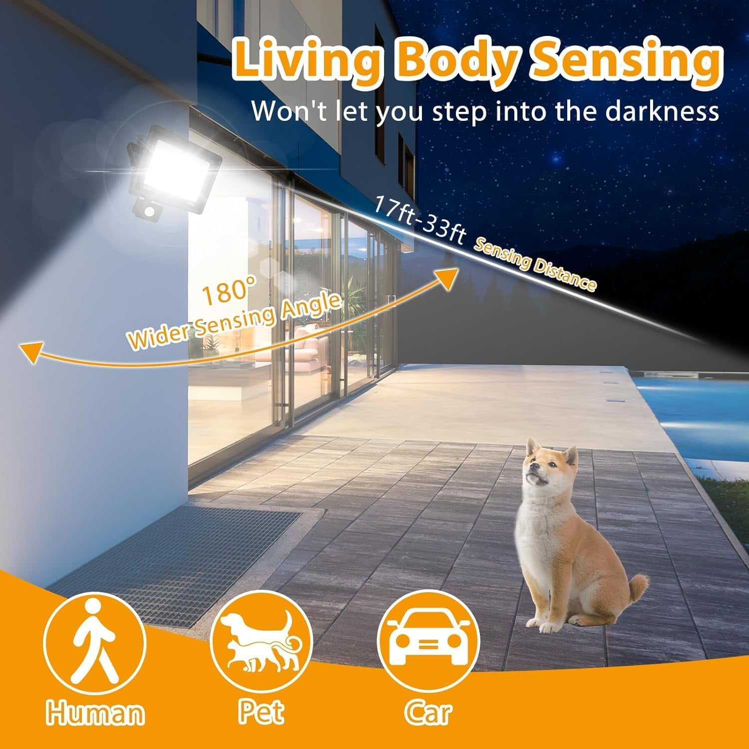 RUO 2 Pack 100W LED Motion Sensor Flood Light,LED Work Light with Plug,IP66 Waterproof Floodlights Outdoor 5000K Daylight White 11800 lumens Super Bright Security Light for Garage,Front Porch,barn