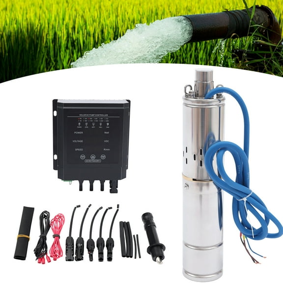 Miumaeov 3'' DC 36V 400W Solar Submersible Water Pump Deep Well Pump w/ MPPT Controller Kit