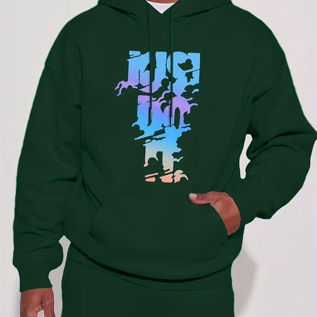 Sudadera con capucha con estampado de eslogan, sudaderas con capucha geniales para hombres, sudadera con capucha de diseño gráfico informal para hombres con bolsillo de canguro para el otoño de invier